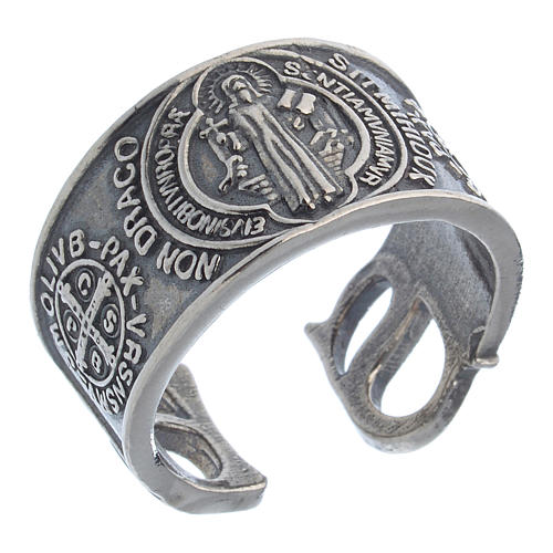 Ring in sterling silver Saint Benedict 1