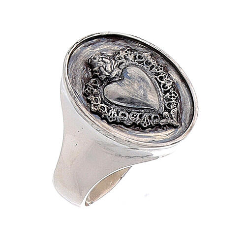 Ring with ex-voto heart in burnished silver 1