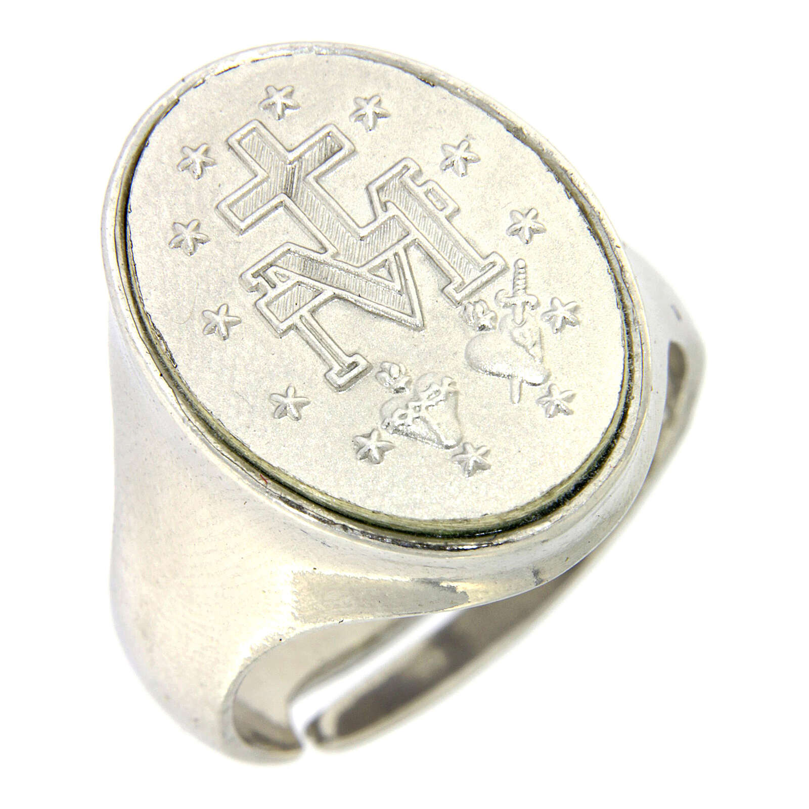 Miraculous medal ring in sterling silver online sales on