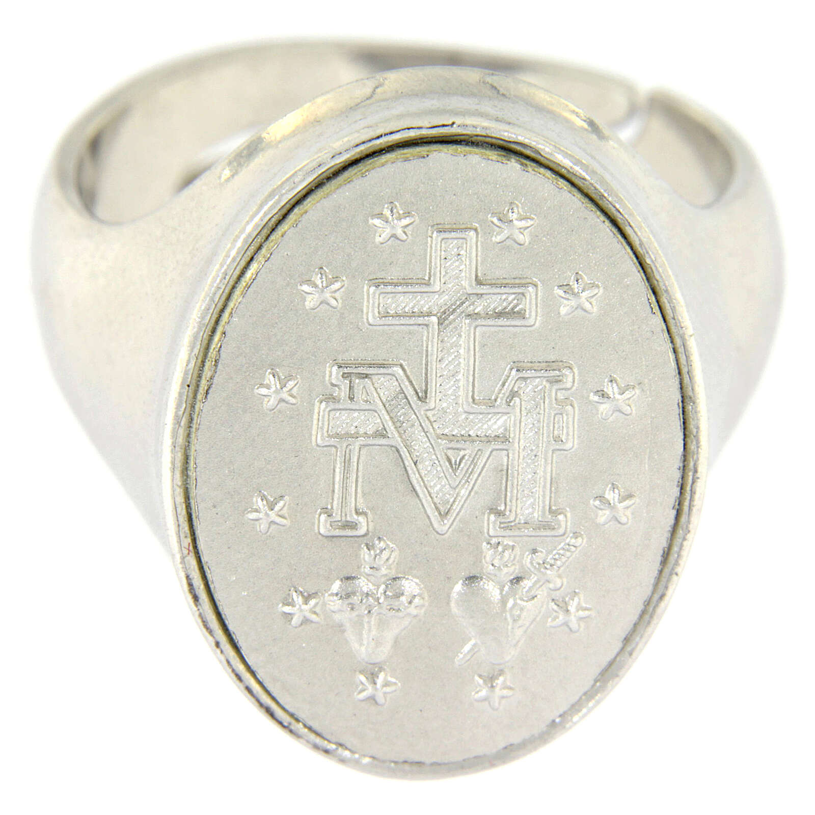 Miraculous medal ring in sterling silver online sales on