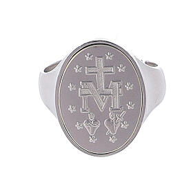 Miraculous medal ring in sterling silver