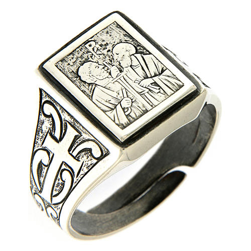 Ring in sterling silver with Lord's Vineyard symbol, antique effect 1