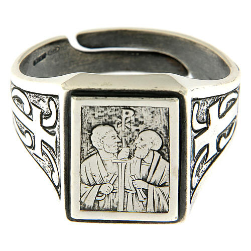 Ring in sterling silver with Lord's Vineyard symbol, antique effect 2
