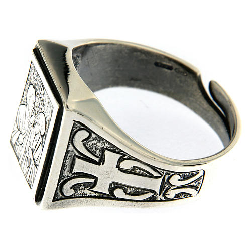 Ring in sterling silver with Lord's Vineyard symbol, antique effect 3