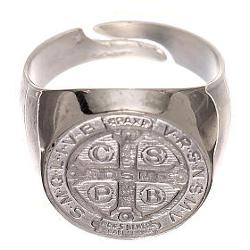 Ring in silver with Saint Benedict symbol