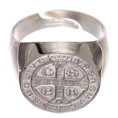 Sterling silver Saint Benedict medal ring 2