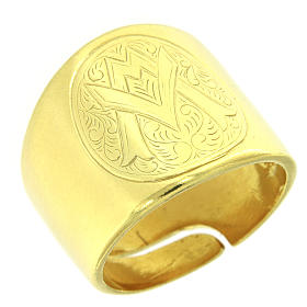 Ring Symbol Ave Maria vergoldeten Silber 925