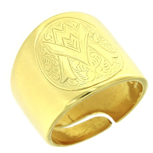 Ring Symbol Ave Maria vergoldeten Silber 925 1