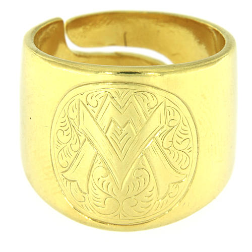 Ring Symbol Ave Maria vergoldeten Silber 925 2