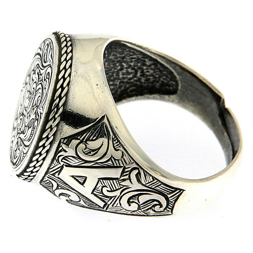Ring in sterling silver with flower engraving 3
