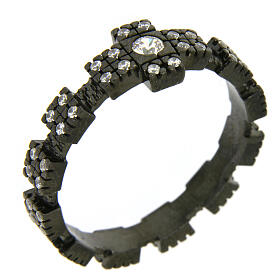 Zehner Ring aus 925er Silber, schwarz, mit weißen Zirkonen