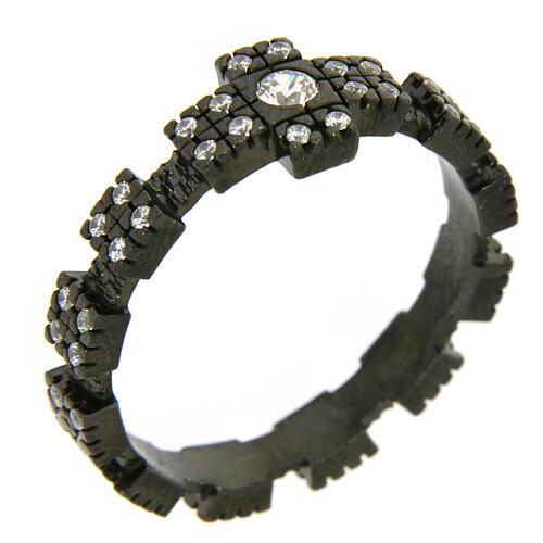Zehner Ring aus 925er Silber, schwarz, mit weißen Zirkonen 1