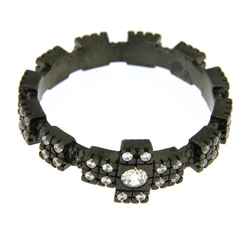 Zehner Ring aus 925er Silber, schwarz, mit weißen Zirkonen 2