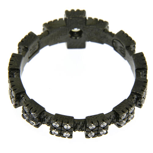 Zehner Ring aus 925er Silber, schwarz, mit weißen Zirkonen 3