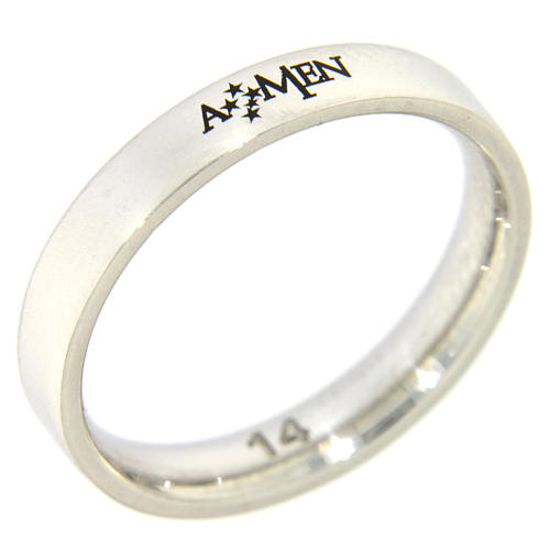 Silver ring AMEN rhodium plated | online sales on HOLYART.com