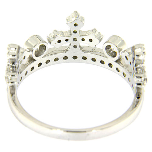 Silver ring crown with white zircons AMEN 3