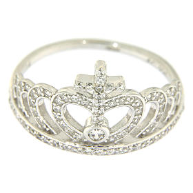 Bague Amen avec couronne et croix argent 925 zircons blancs s2