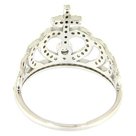 Bague Amen avec couronne et croix argent 925 zircons blancs s3