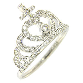 Anello Amen con corona e croce arg 925 zirconi bianchi s1