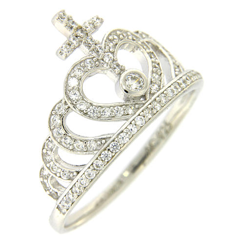 Anello Amen con corona e croce arg 925 zirconi bianchi 1