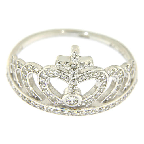 Anello Amen con corona e croce arg 925 zirconi bianchi 2