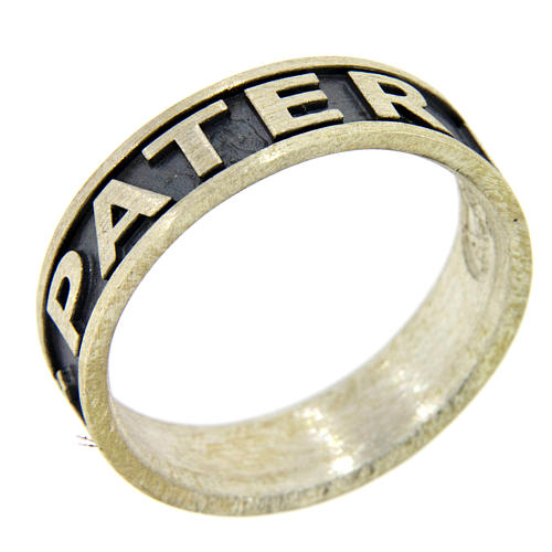 Silver ring Pater Noster AMEN burnished 1