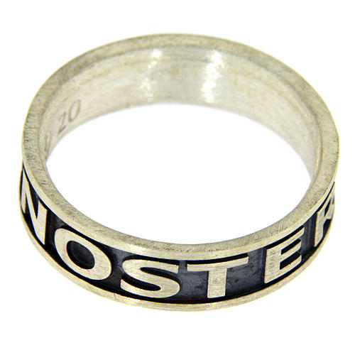 Silver ring Pater Noster AMEN burnished 2