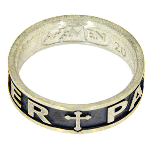 Silver ring Pater Noster AMEN burnished 3