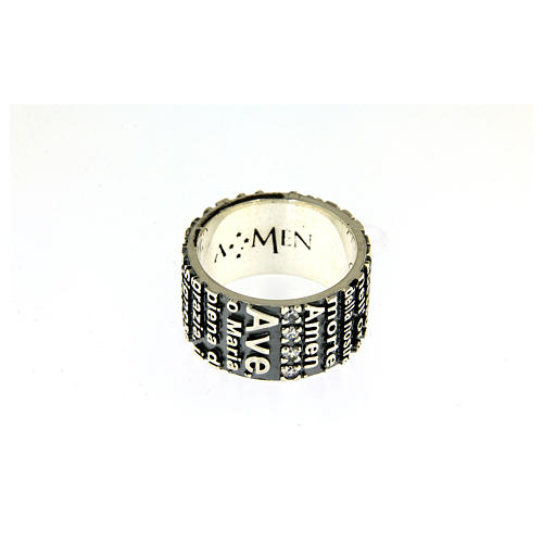 AMEN ring in 925 sterling silver, burnished with Hail Mary prayer 2