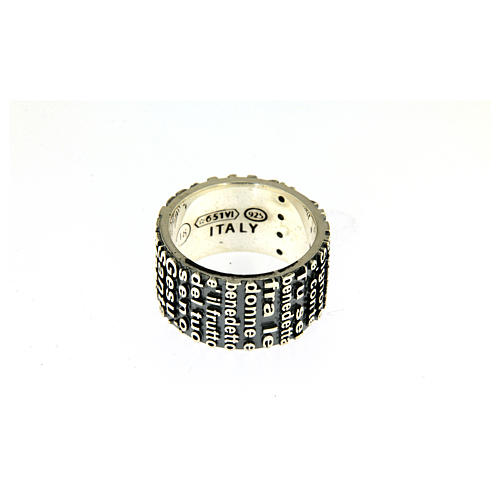 AMEN ring in 925 sterling silver, burnished with Hail Mary prayer 3