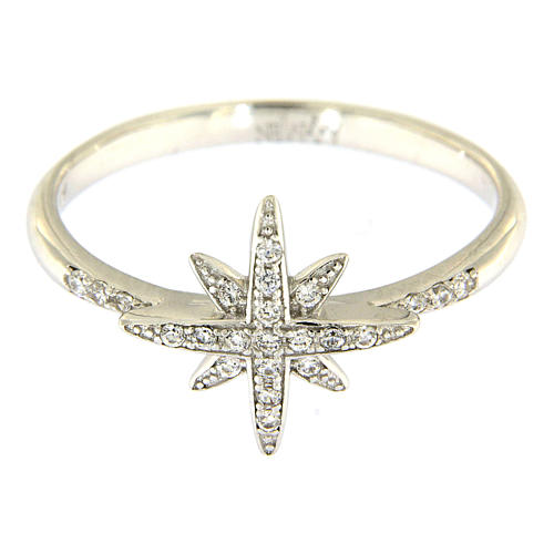 AMEN 925 sterling silver ring finished in rhodium with zirconate star 2