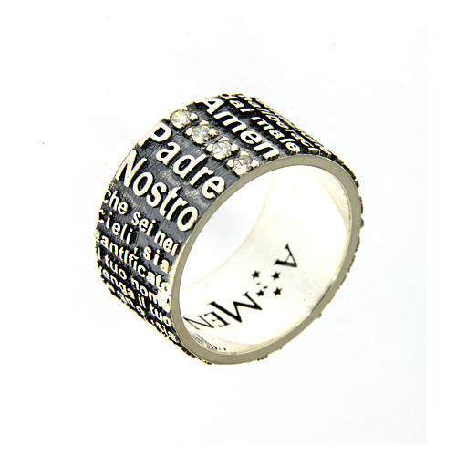 Amen ring in 925 sterling silver, burnished, with Our Father prayer 1