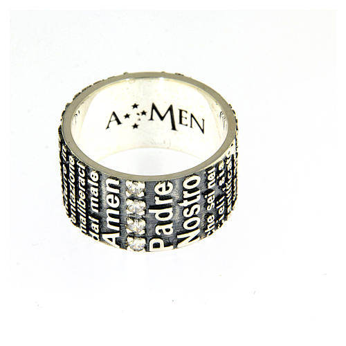 Amen ring in 925 sterling silver, burnished, with Our Father prayer 2