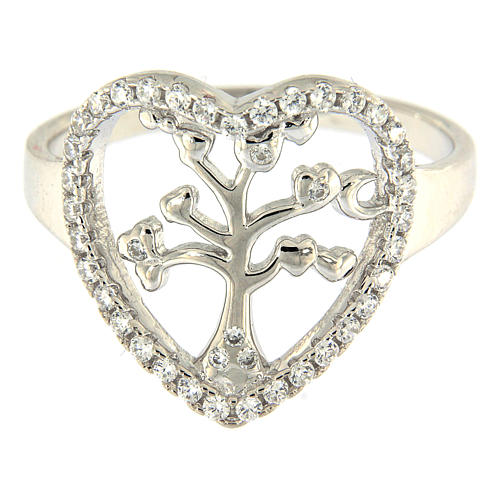 Anello Arg 925 AMEN rodiato con cuore zirconato e albero 2