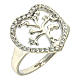 Anello Arg 925 AMEN rodiato con cuore zirconato e albero s1
