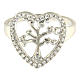AMEN ring in 925 sterling silver finished in rhodium with zirconate heart and tree s2