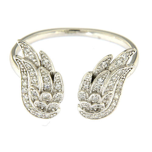 AMEN 925 sterling silver ring finished in rhodium with zirconate wings 2