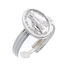 Miraculous Medal ring in 925 silver, adjustable size