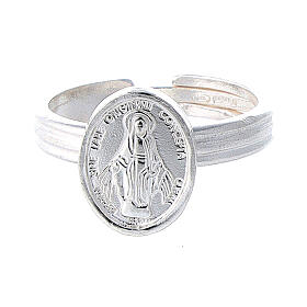 Miraculous Medal ring in 925 silver, adjustable size
