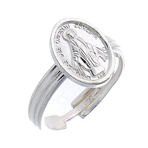 Miraculous Medal ring in 925 silver, adjustable size 1