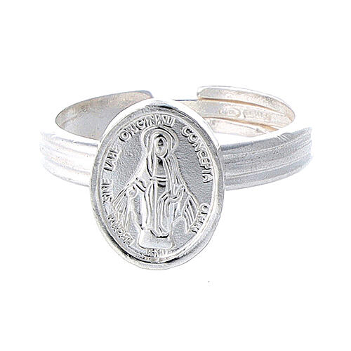 Miraculous Medal ring in 925 silver, adjustable size 2