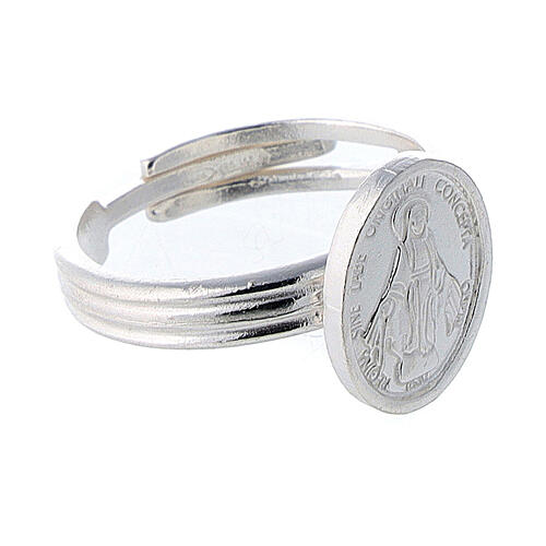 Miraculous Medal ring in 925 silver, adjustable size 3