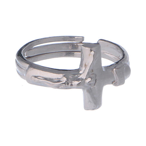 Sterling silver adjustable ring with crucifix 2
