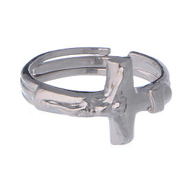 Sterling silver adjustable ring with crucifix
