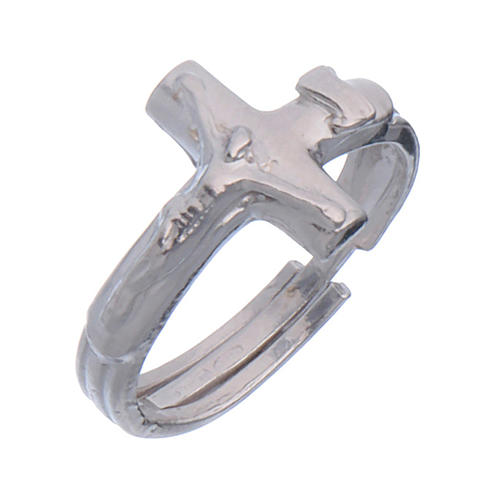 Sterling silver adjustable ring with crucifix 1