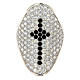 AMEN ring in 925 silver with rhodium plated finishing, cross and black and white rhinestones s2