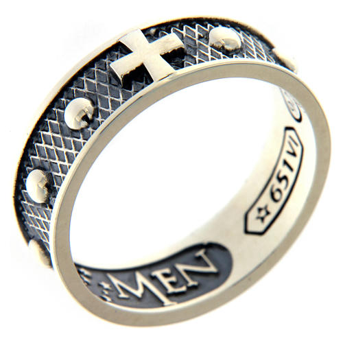 Sterling silver AMEN ring burnished finishing 1