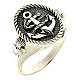 AMEN ring in burnished 925 silver with anchor and Sacred Heart s1