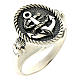 Ring AMEN in 925 burnished silver with anchor sacred heart symbols s1