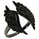 Ring AMEN in 925 silver, rhodium black angel wings with black cubic zirconia  s1